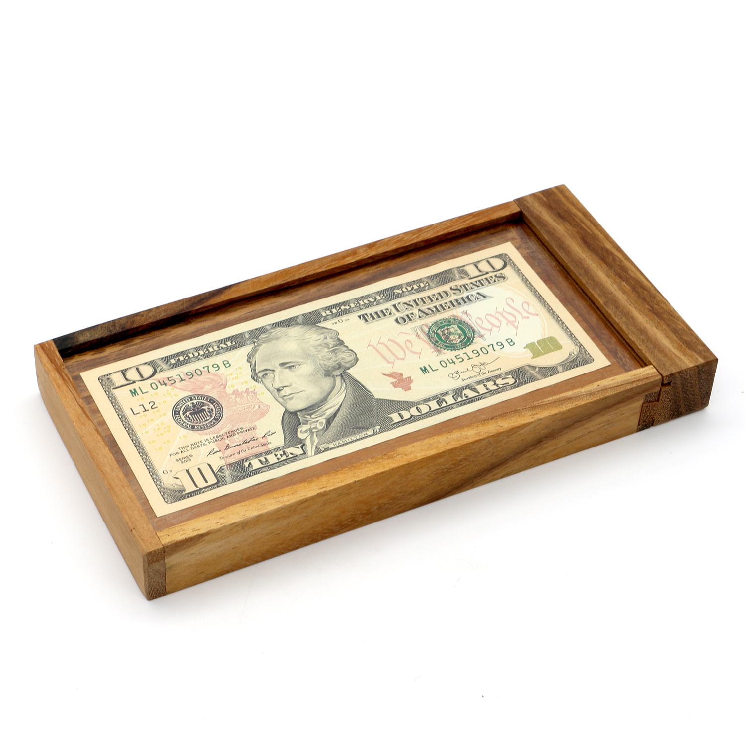 Wooden Brainteaser Puzzle Box Case Holder with Hidden Compartments Unique Gift Enigma Box for Money Secret 