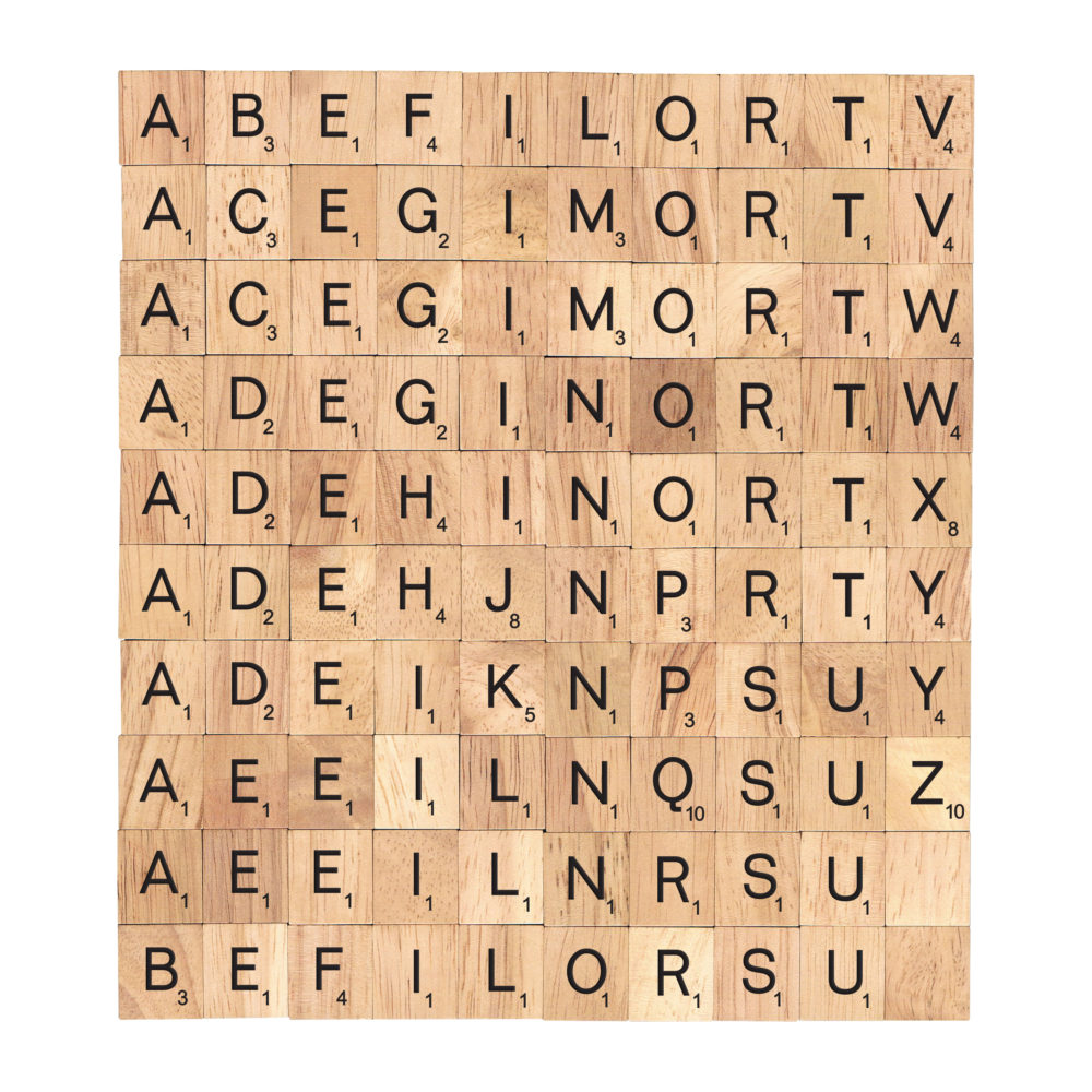English Letter Set (100 tiles) - Wooden Scrabble Tiles for DIY Crafts and Handicraft Items