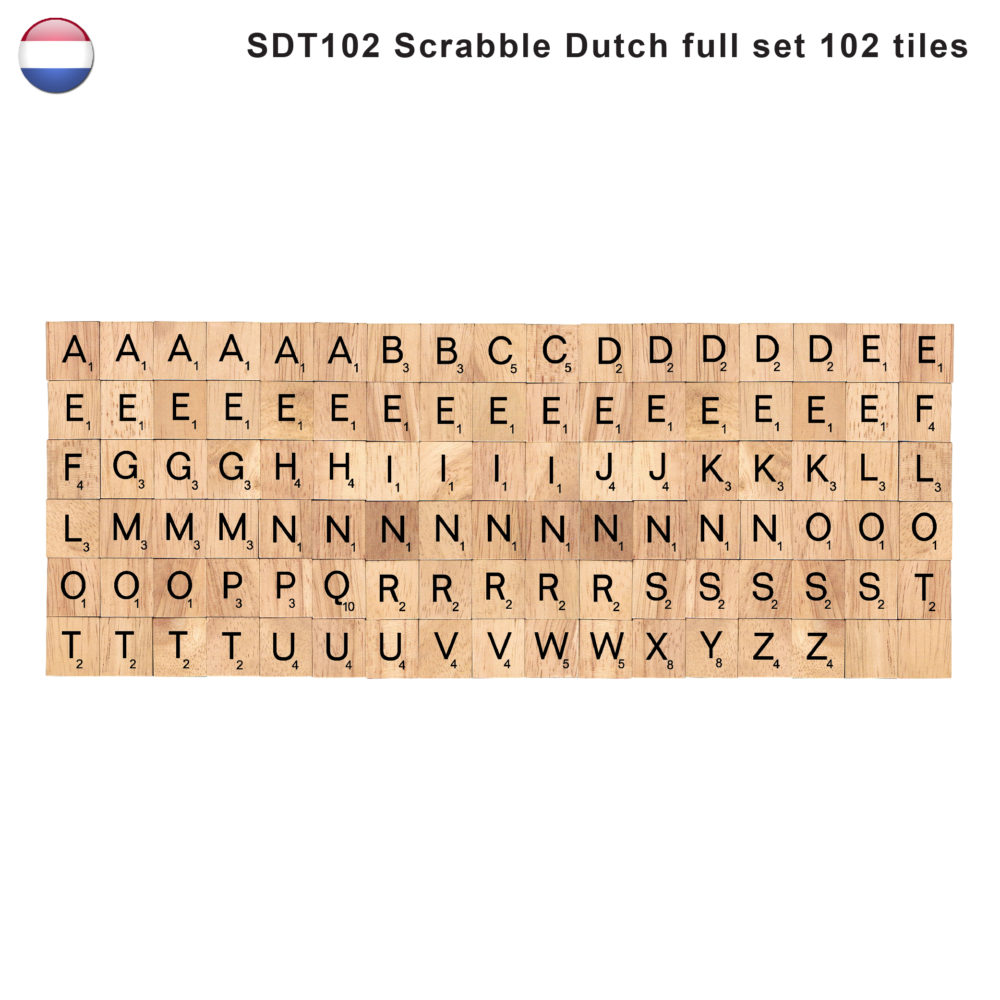 Dutch Language Wooden Letters Tiles Complete Set of 102 Pcs