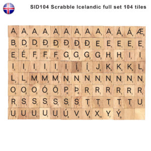 Icelandic Language Wooden Letters Tiles Complete Set of 104 Pcs