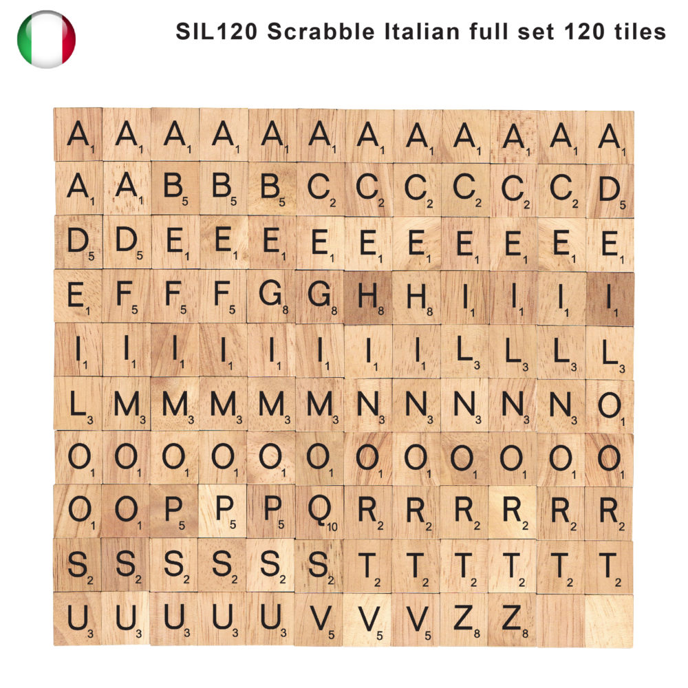 Italian Language Wooden Letters Tiles Complete Set of 120 Pcs