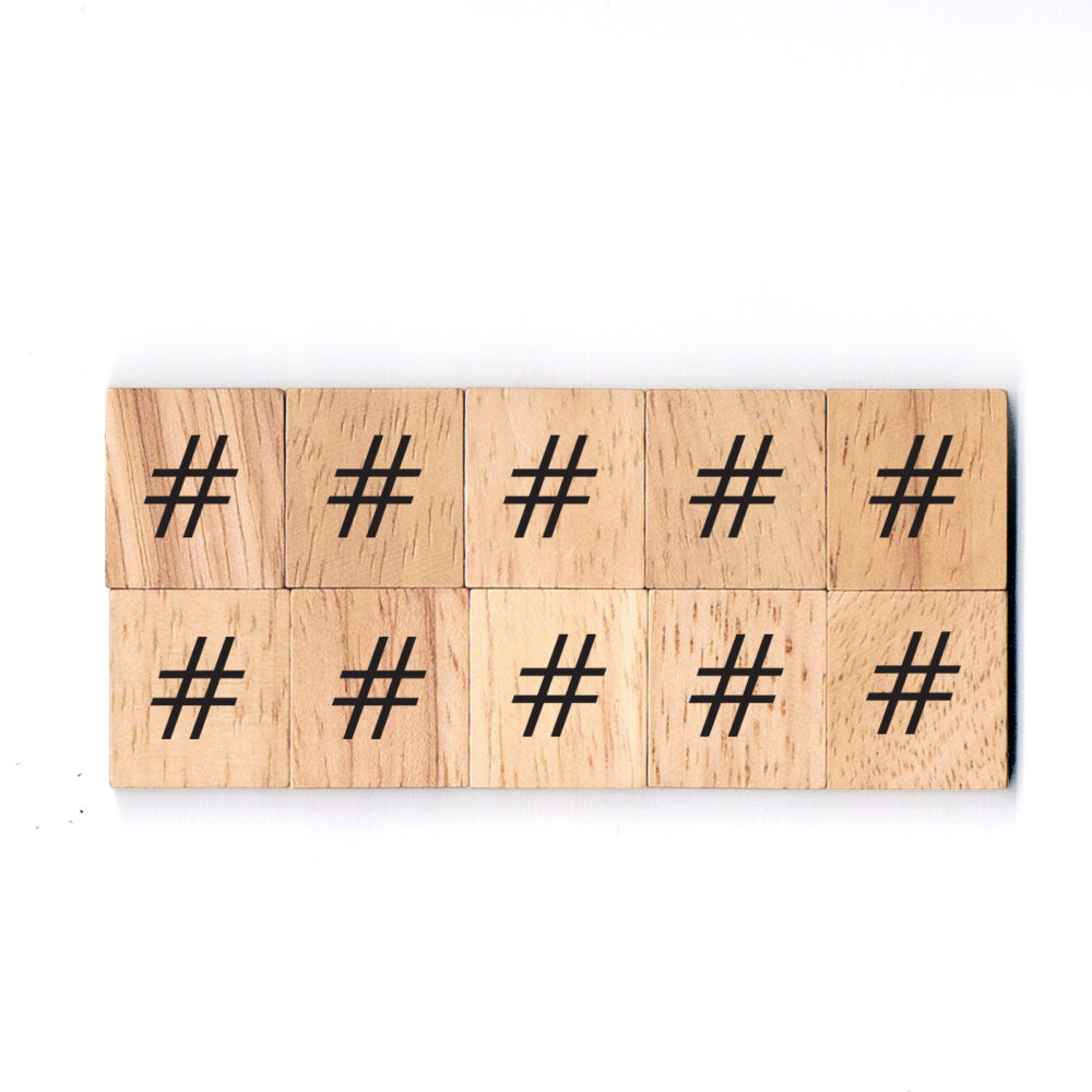 SM9 (#) Hashtag Wooden Scrabble Tiles for DIY Crafts and Handicraft Items