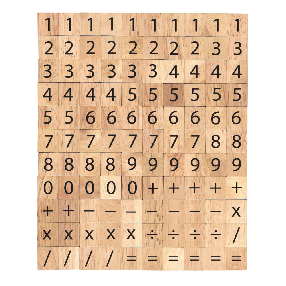 Numbers 0-9 and Math Sign Symbols Wooden Letters Tiles Complete Set of 110 Tiles