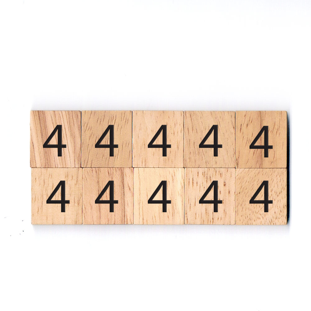 Number 4 Wooden Scrabble Tiles for DIY Crafts and Handicraft Items