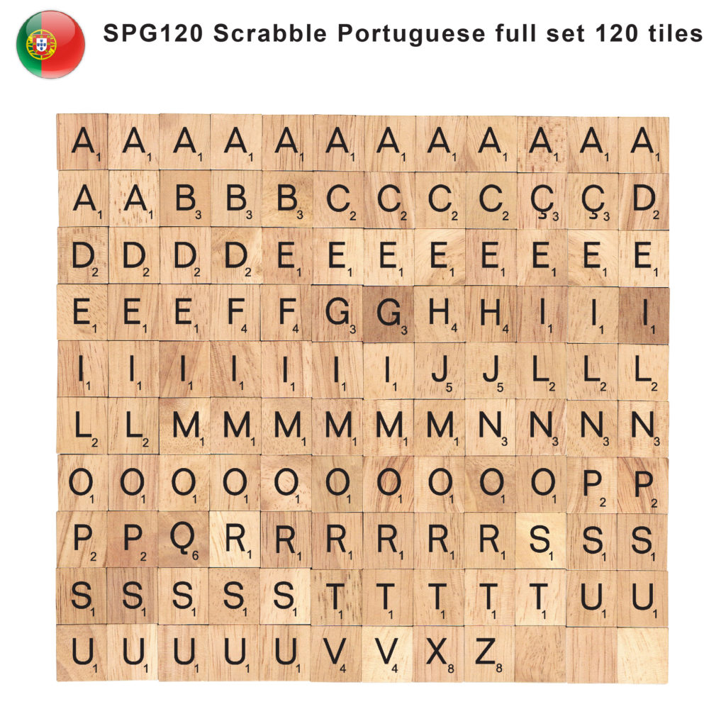 Portuguese Language Wooden Letters Tiles Complete Set Of 1 Pcs Bsiri Games