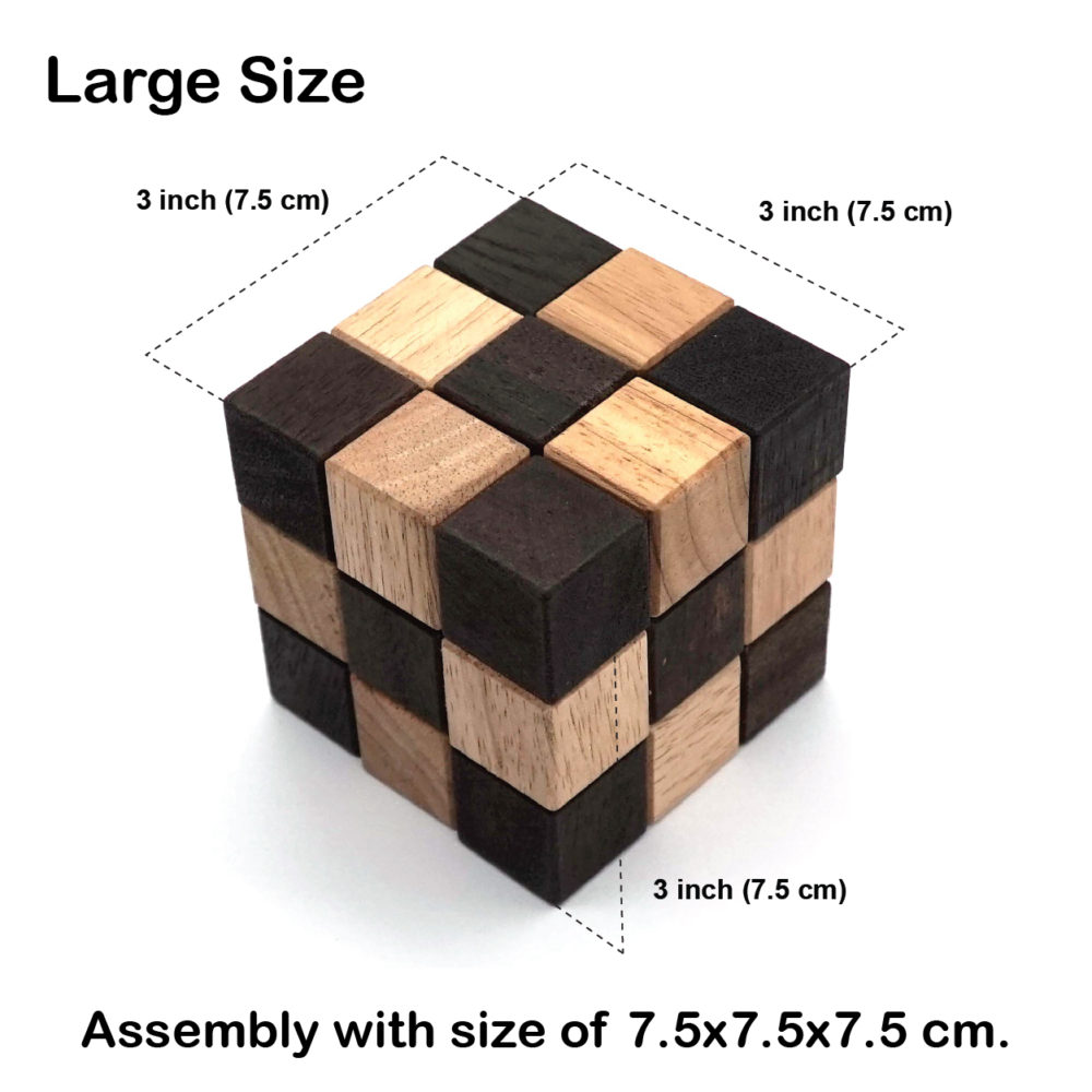 Snake Puzzle Cube and 3D Puzzles for Adults in Hands with Wooden Designs