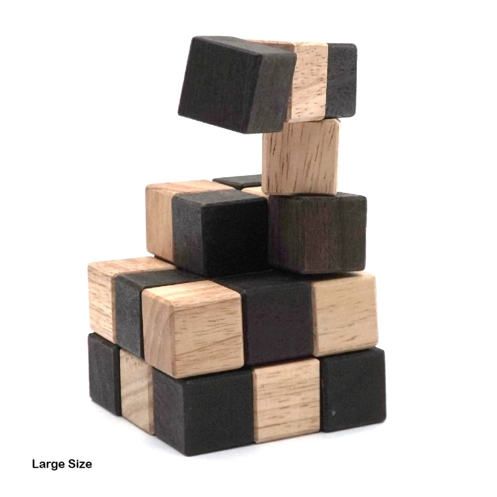 Snake Puzzle Cube and 3D Puzzles for Adults in Hands with Wooden Designs
